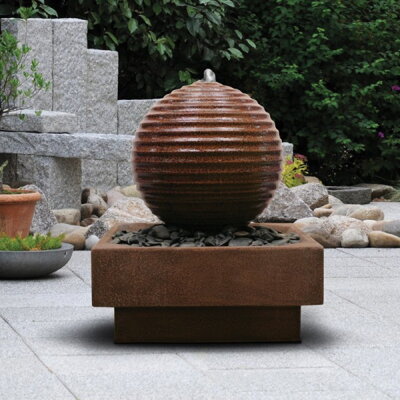 ASAKI BOULE Corten s podstavcom - sklobetónová fontána exteriér/interiér